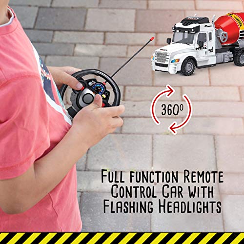 Toy Chef Remote Control Truck RC Toy for Kids Aged 3+, Lights, , Realistic Excavator Truck Design, Full Range of Motion - Battery Operated, Strong and Safe ABS Plastic (Cement Mixer Truck) - Thumbnail 3
