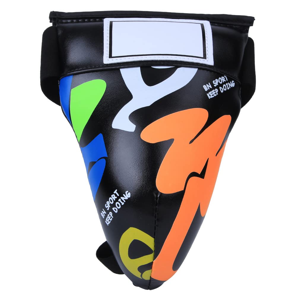 KIMISS BN FIGHT Graffiti, Groin Guard Protective Youth Groin Protector Children Jockstrap Kids Child Gear for Boxing Sanda Taekwondo Trainingblack (Black)