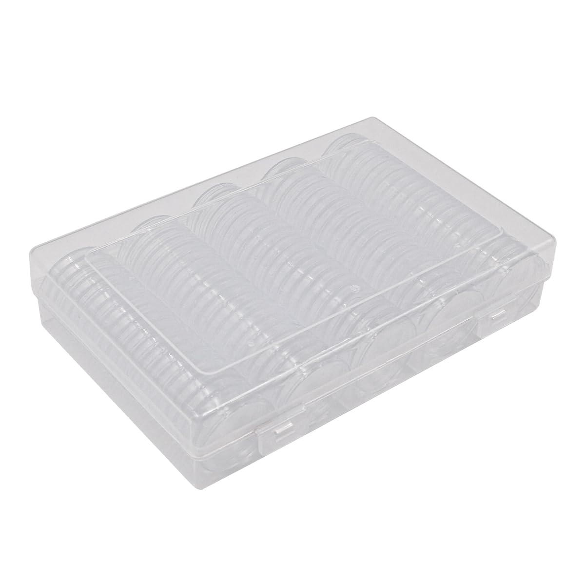 VOANZO Coin Storage Holder Clear Plastic Coin Capsules Container 30mm Round Coin Collection Case with Plastic Storage Organizer Box for Coin Collection Supplies 100 Pieces