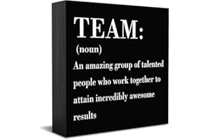 HTBIG Inspirational Team Noun Office Decor Desk Decor Wooden Box Sign Rustic Black Wood Block Plaque Box Sign for Home Office Desk Shelf Table Decoration Coworker Gift Team Definition send friends