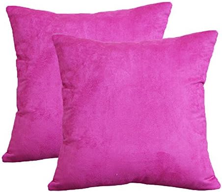 Set of 2 Jahosin Throw Pillow Covers 18 X 18 Inches ,Faux Suede Super Comfortable Pretty Rose Red Decorative Cushion Case for Sofa Living Room (Faux red)