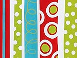 Trendy RED GREEN BLUE POLKA DOT SWIRLS STRIPES Christmas Gift Wrap Paper - 16 Foot Roll