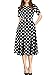 oxiuly Women's Vintage Black Dot Patchwork Pocket Puffy Swing Casual Dress OX165 (M, Black dot)