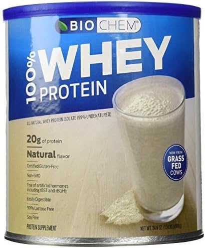 Gluten Free, BioChem, 100% Whey Protein Powder, Natural Flavour, 24.6 oz (699 g) by Bio Chem