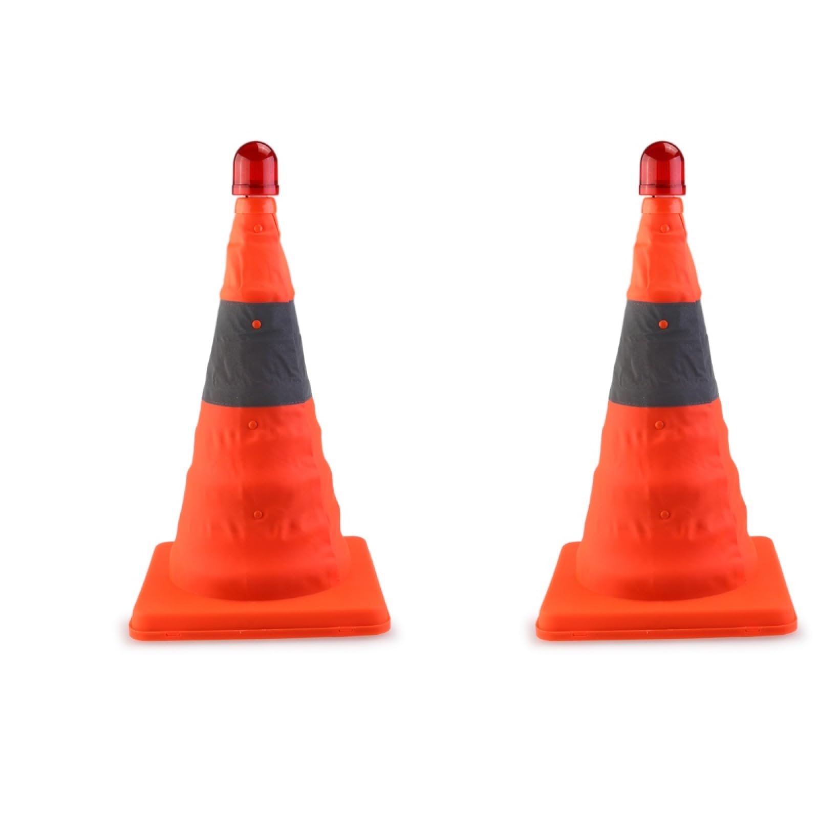 ULTECHNOVO 2Pcs Collapsible Traffic Safety Cones, 18'' Pop-up Cones with Reflective Collar, High Visibility Red Street Cone for Road Parking Driving Practice