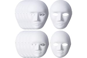 12PCS DIY Full Face Masks, Plain Paper Mache Masks, Masquerade Masks, Mardi Gras Masks, Cosplay Halloween Party White Masks
