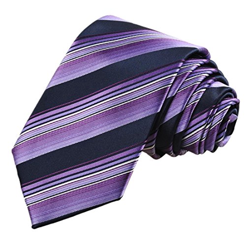 Mens Striped Purple Black Tie Suit Necktie Party Wedding Holiday Gift