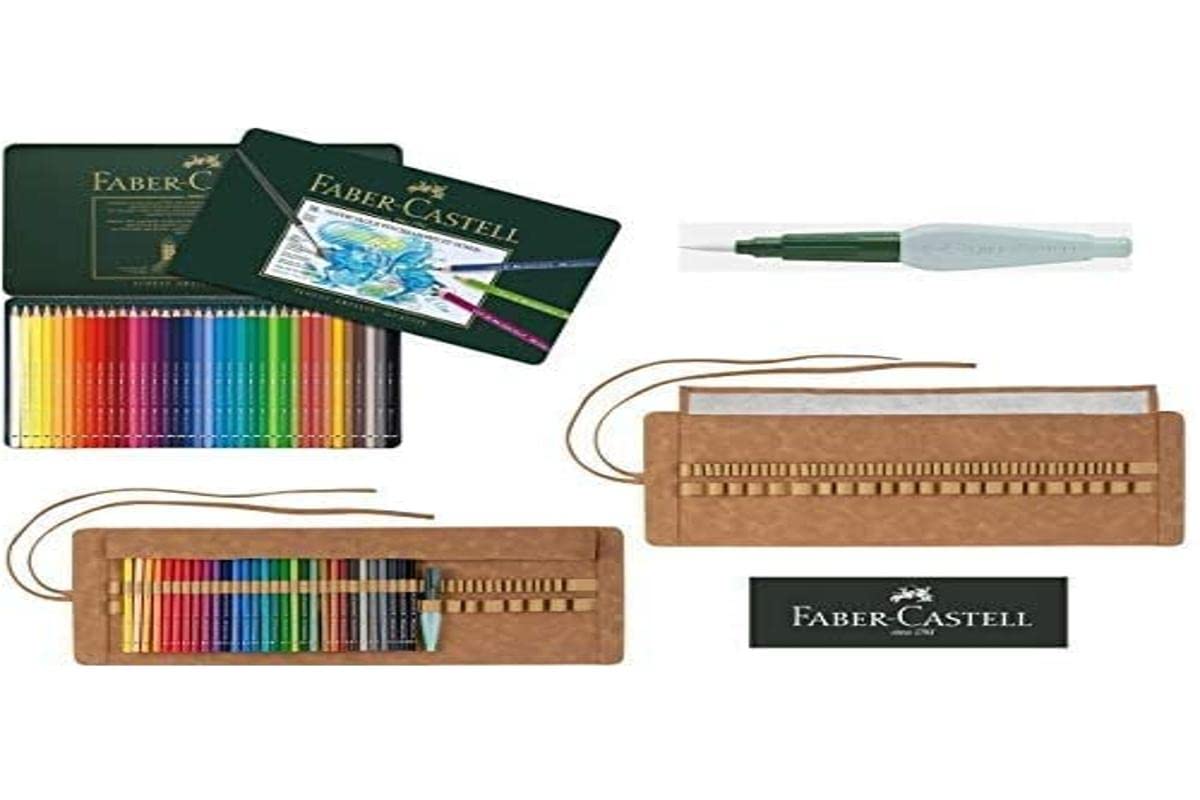 Faber-Castell A.Dürer Watercolour Pencils Set of 36 with Metal Case, Water Brush and Art & Graphic Pencil Case