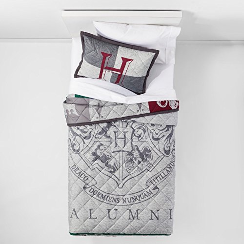 Jay Franco Harry Potter Hogwarts Full/Queen Quilt and Sham Set, Gray