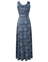 Luckco Maxi vestido de playa sin mangas con estampado floral para mujer