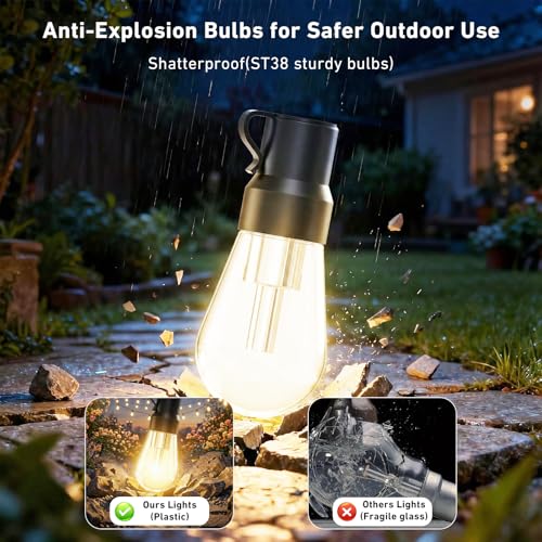 AILBTON 400FT RGB+IC Smart Outdoor String Lights, IP67 Waterproof LED Color Changing Clear Bulb String Lights with App & Remote Control, Shatterproof Hanging Patio Lights for Backyard Garden Party