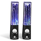 SoundSOUL Dancing Water Speakers LED Speakers Light Show Water Fountain Speakers (3.5mm Audio Plug, 4 Colored LED Lights, Dual 3W Speakers, Portable Lightweight ) - Black
