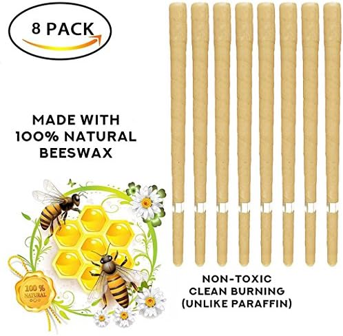 Beez Beeswax Candles Cones Mint Scented 8 Pack - 100% Natural Beeswax Candling - Protective Disk Included 4