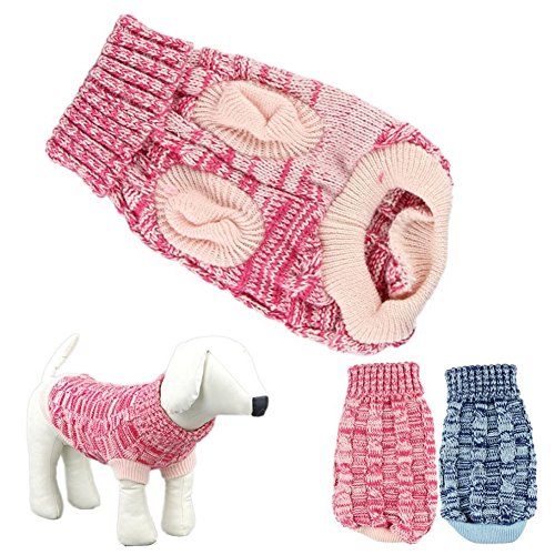Small Dog Sweater, Amiley Pet Dog Puppy Cat Classic Twist Design Turtleneck Sweater Vest Apparel Knit Clothes Warm Costume Coat Jacket Christmas Gift