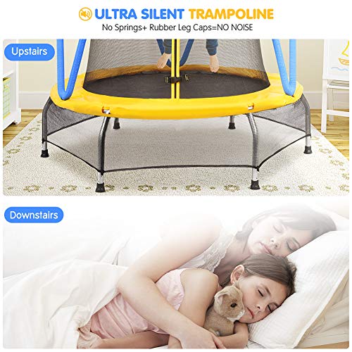 Zupapa Trampoline for Kids Toddler with Enclosure Net Basketball Hoop