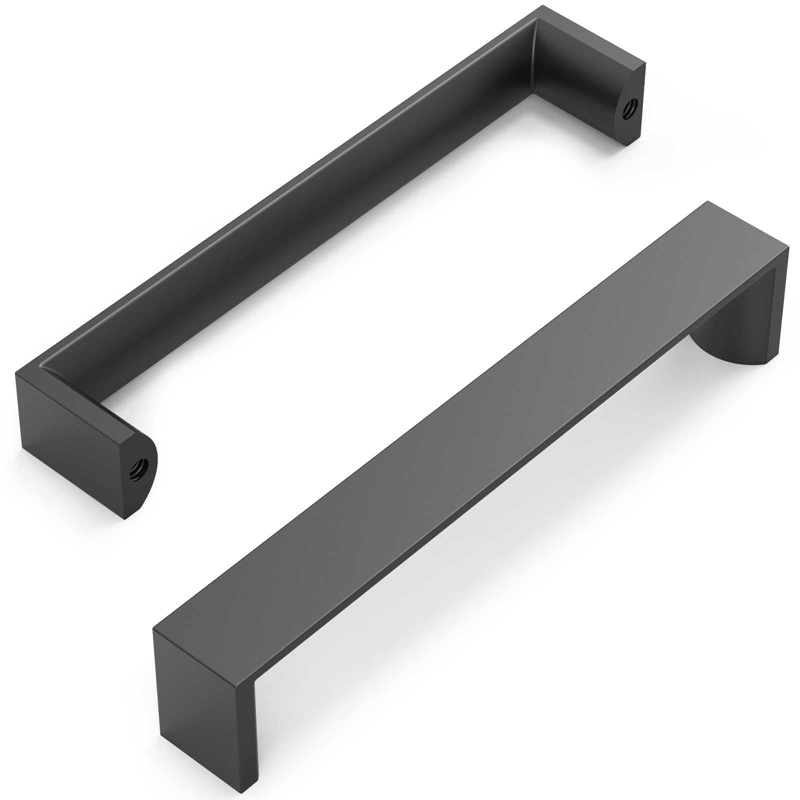 FURNIWARE Pack of 10 Black Cupboard Handles, Drawer Pulls 128mm(5 Inch) Hole Center, Hardware Modern Kitchen Cabinet Door Handles, for Kitchen and Bathroom Cabinets Cupboard