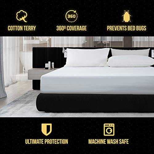 image for Eco Home USA Waterproof Mattress Encasement Cover King Size Soft, Brea