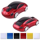 HDE 2.4GHz Sports Car Shape Wireless Ergonomic Optical Mouse with Adjustable DPI (Spider Red)
