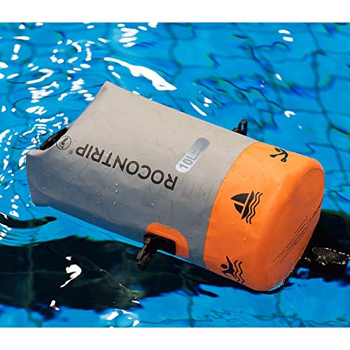 ROCONTRIP Waterproof Dry Bag Dry Sack 10L/25L/40L, Lightweight Waterproof Backpack for Kayaking, Beach, Rafting, Boating, Hiking, Camping and Fishing (Orange 10L) - Thumbnail 5