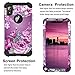 LONTECT Compatible iPhone XR 2018 Case Floral 3 in 1 Heavy Duty Hybrid Sturdy High Impact Shockproof Protective Cover Case for Apple iPhone XR 6.1 Display, Black/Purple Flower