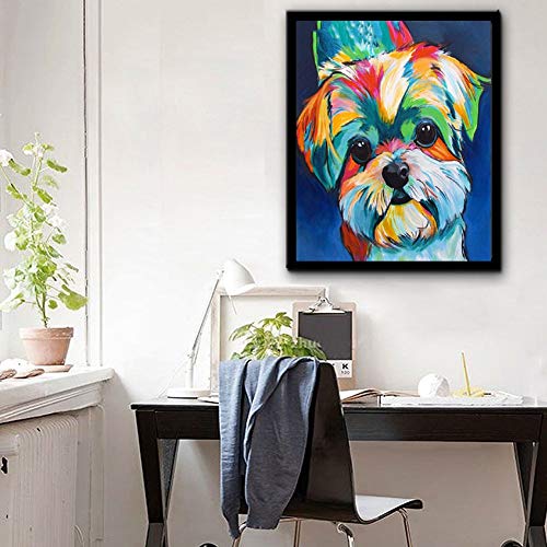 DIY 5D Diamond Painting Kits for Adults Full Drill Embroidery Paintings Rhinestone Pasted DIY Painting Cross Stitch Arts Crafts for Home Wall Decor 30x40cm/11.8×15.7Inches (Dog)