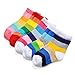 Epeius Kids Girls' 5 Pack Seamless Rainbow Stripes Crew Socks for 3-5 Years,Smooth Toes Socks,Shoe Size 8.5-11