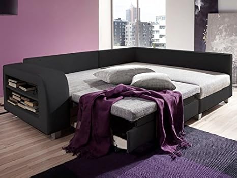 Canapé Dangle Convertible Tissu Et Simili Kuopio Gris Et