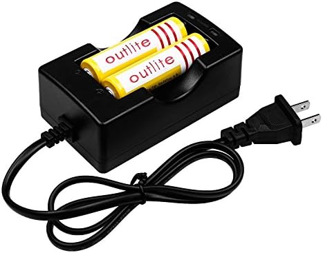 2PCS 18650 3600mAh 3.7V Protected Rechargeable Lithium Battery with Fast Li-ion Battery Charger for Handheld Flashlight Headlight Headlamp and Torch