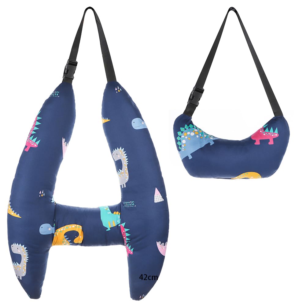 Photo 1 of Car Travel Pillow for Kids Adults Soft Neck Pillow for Long Journey&Road Trip Washable Breathable Head and Body Support Pillow Car Seat Belt Pillow Car Aircraft (Dinosaur patterns+ Headrest)