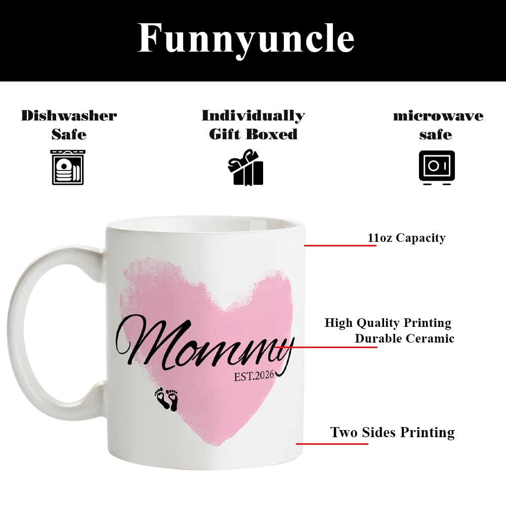 Daddy Mommy Est 2026 Mugs,New Parents Gifts First Time 2026, Pregnancy Announcement For Parents To Be, Baby Shower Gifts For Dad Mom Tea Cup 11 OZ