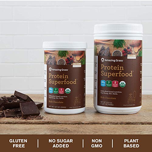 Amazing Grass Protein Superfood: Organic Vegan Protein Powder, Plant Based Meal Replacement Shake with 2 servings of Fruits and Veggies, Rich Chocolate Flavor, 18 Servings - Thumbnail 6