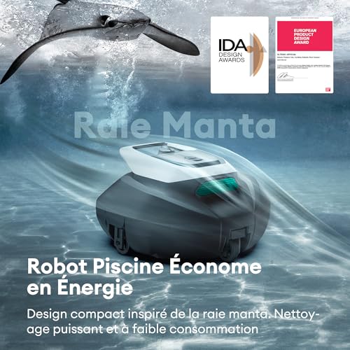 Robot Piscine Pooleco 10s, Robot Nettoyeur de Piscine sans Fil 90min, Contrôle Via Application et à Distance, Auto-Parking, pour Toutes Les Surfaces de Piscines Hors Sol et Enterrées Jusqu’à 80㎡