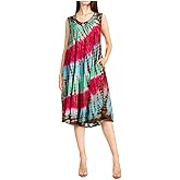 Sakkas Nora Sleeveless Embroidered Short Tie Dye Caftan Dress/Cover Up