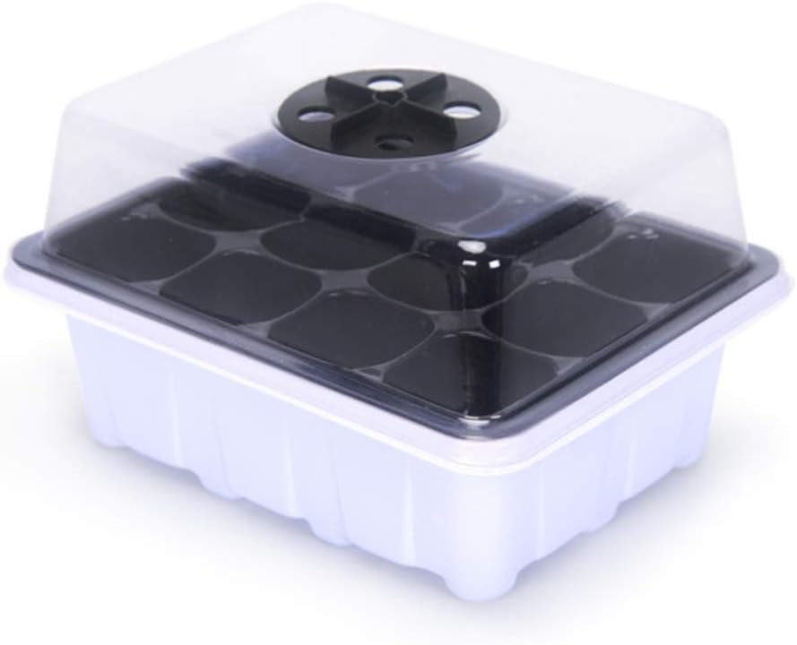 LAMF 10Packs Seed Starter Trays 12 Cells Plant Nursery Pot with Lid and Base Mini Propagator for Seed Starting and Growing Healthy Plants Durable Reusable and Recyclable