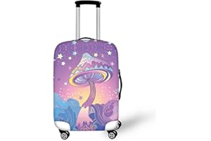 Bigcardesigns Travel Luggage Cover with Botanical Mushroom Print Luggage Protective Cover Womens Girls Funny Suitcase Protectors Elastic Baggage Covers Fit 22-25 inch