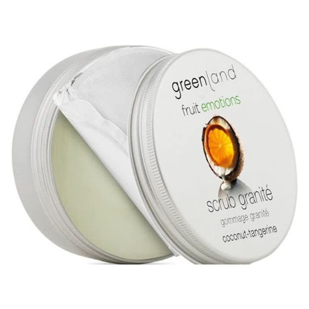 Greenland Scrub Granité Mandarin Coconut | 200 ml Pampering Face and Body Care | Fragrant, Gentle Exfoliation without Microplastic | 100% Vegan