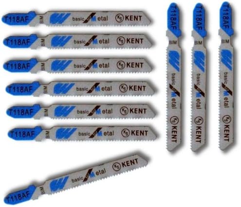 Kent T118AF, 10pcs Pack, 3.0"OAL, 17 TPI Bi-Metal T-Shank Jig Saw Blade For Thin Metals