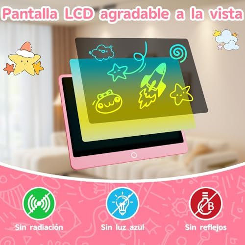 Tableta de Escritura LCD 12 Pulgadas, Electight 2026 Edición Mejorada Tablet Escritura Pantalla Colorido Infantil con Borrable y Bloqueo, para Niñas y Niños de 3-12 Años, para Hogar, Escuela, Rosa