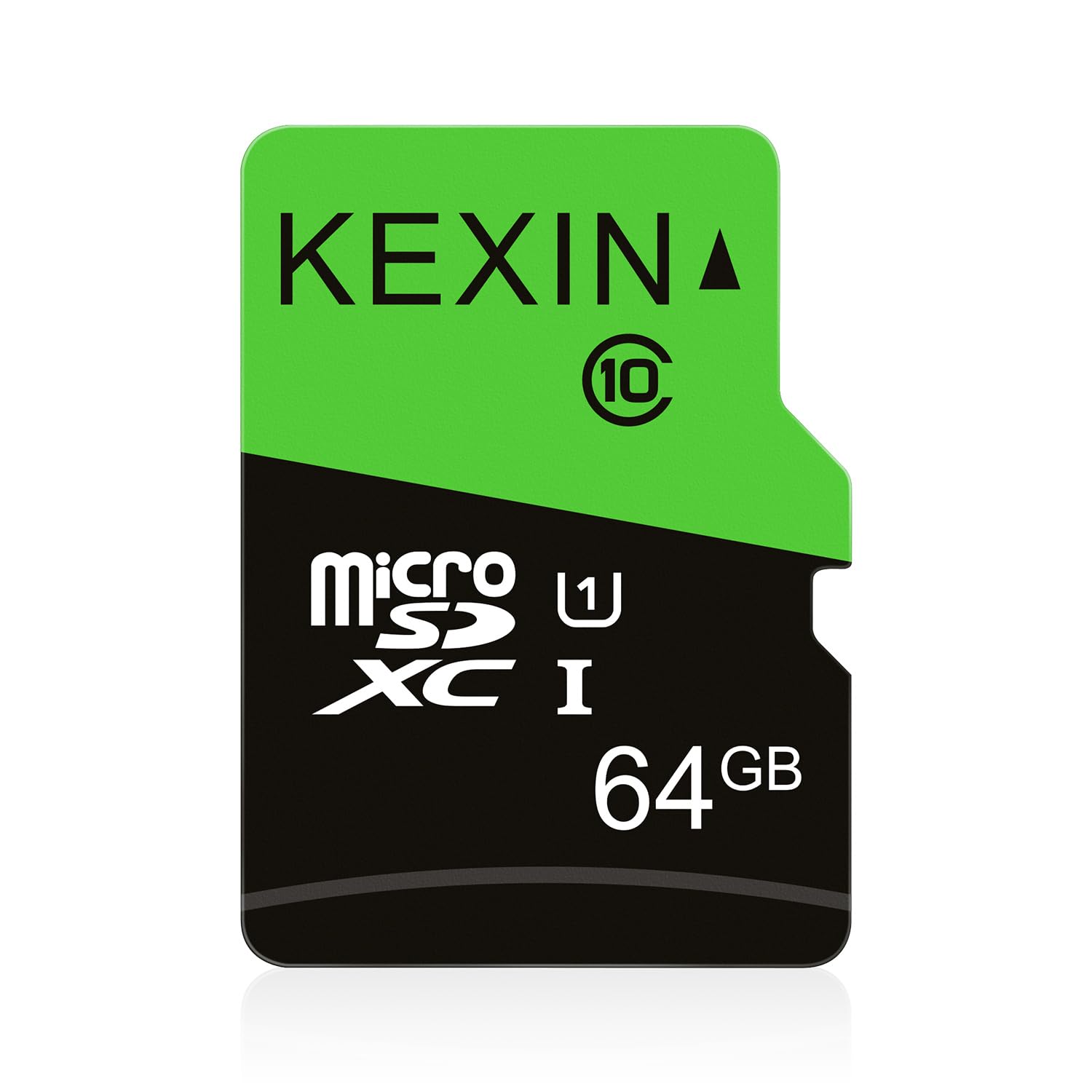 KEXIN Micro SD Card 64GB, MicroSDXC Memory Card UHS-3 Up to 85MB/s Read 30MB/s Write, Class 10 C10 U3 TF Card for Camera, Smartphone, Security System, Drone, Tablet (Black Green)
