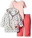 BON BEBE Baby Girls' 3 Piece Microfleece Jacket Set, Coral Giraffe, 3-6 Months