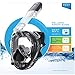 Deep Sea O2 | Only Full Face Snorkel Mask Designed to Protect Against Dangerous CO2 Build-Up for Adults & Kids | 180 View | Soft Nose for Diving | Anti-Fog | Camera Mount | Blue