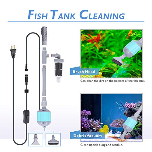 hygger 360GPH Electric Aquarium Gravel Cleaner, 5 in 1 Automatic Fish