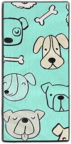 Dog Lover Aqua Heads And Bones Decorative Kitchen Towels Perfect Vintage Modern Funny For Thanksgiving And Christmas Gifts