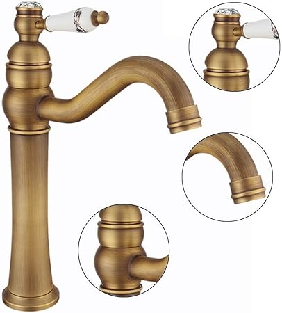 Grifo de lavabo de baño antiguo totalmente de cobre europeo Grifo de