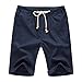 Manwan walk Men's Linen Casual Classic Fit Short B311 (Medium, Navy Blue)