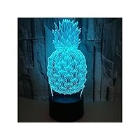 Huasen Table Lamp Pineapple 3D Optical Illusion Decorative Night Light 7 Color Changing Touch Table Desk Lamp USB Powered Lamp Bedroom Decorative Creative Light