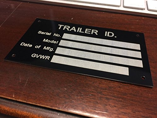 Aluminum Trailer ID Replacement Tag Vin Plate Serial GVWR Medical Blank Black - Thumbnail 3