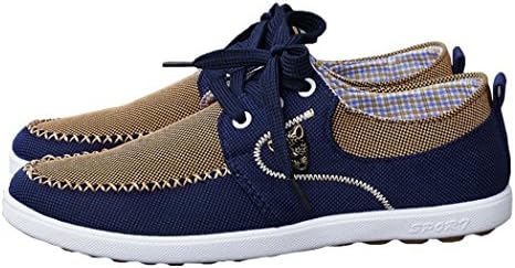 EVILDOER Men's Canvas Lace Up Casual Shoes(Yellow EU44)