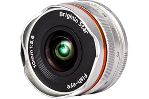 Brightin Star 10mm F5.6 Fisheye APS-C Manual Focus for Canon EOS-M Mount Mirrorless Cameras,Ultra-Wide Angle MF Large Aperture Prime Fixed Focal Lens,Fit for M6,M50,M5,M3,M200,M10,M100,M,M2(Silver)