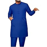 African Men Traditional Clothing Set Full Sleeve Dashiki Long Shirts and Pants 2 Piece Set African Suits